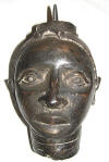 Statue tete de reine africaine en bronze du Benin
