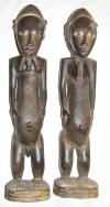 Couple de statues africaines baoule de Cte d'Ivoire